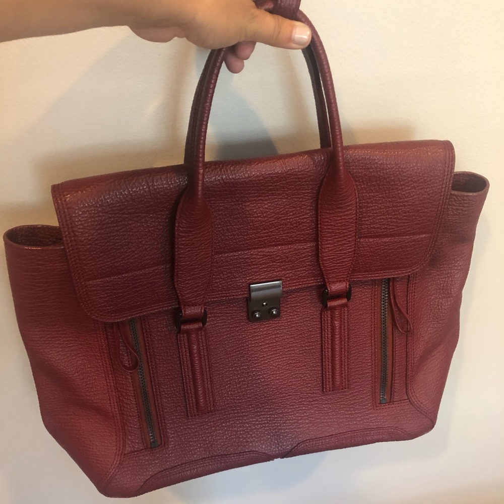 3.1 Phillip Lim Large Maroon Pashli Satchel